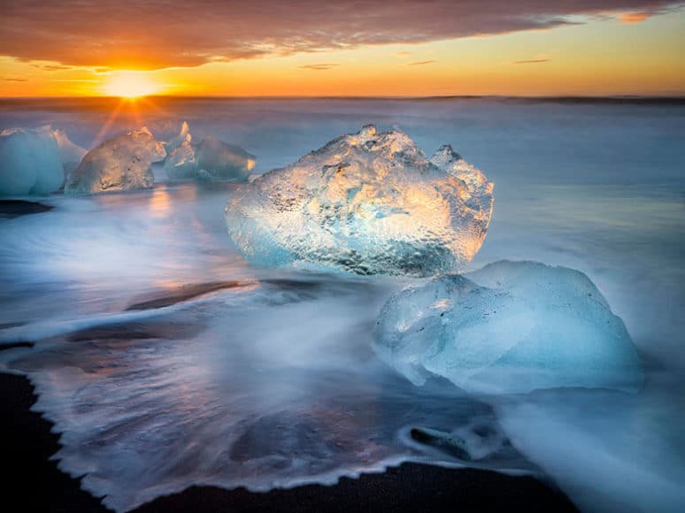 © Susanne Kremer Photography LLC | Blocks of ice on the black beach, diamond beach in Jokulsarlon Glacier Lagoon