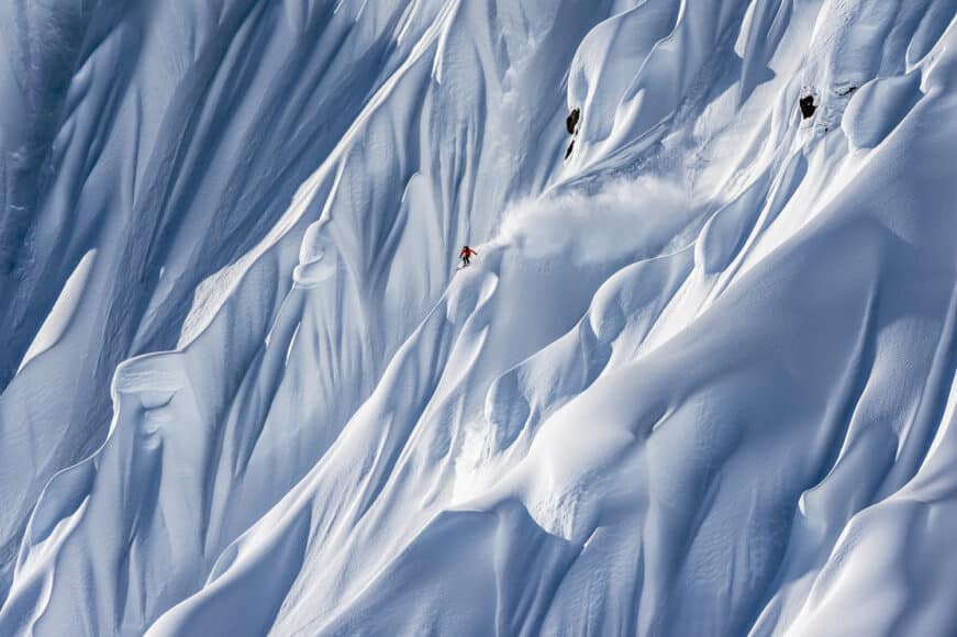 Austrian professional freeskier Fabian Lentsch lets it all go on a mountain face called 'Dirty Needle' in Haines, Alaska, United States. Pally Learmond (UK), TPOTY 2021.